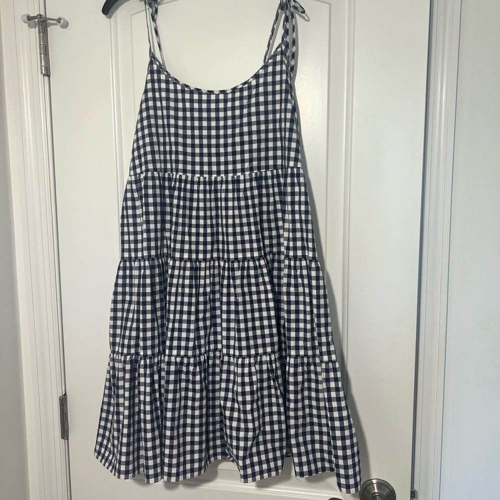 Vineyard Vines Navy and White Gingham Tiered Sundress